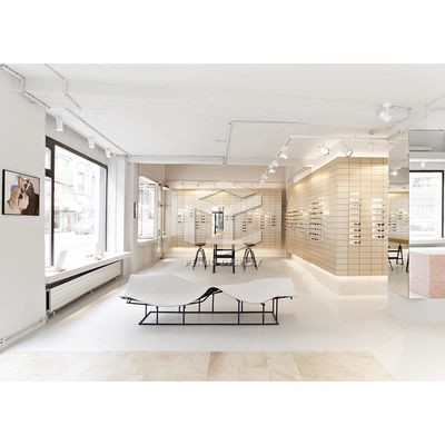 L4 LED Optical Shop Interior Design Eyeglasses Rack 8mm Thick Tempered Glass