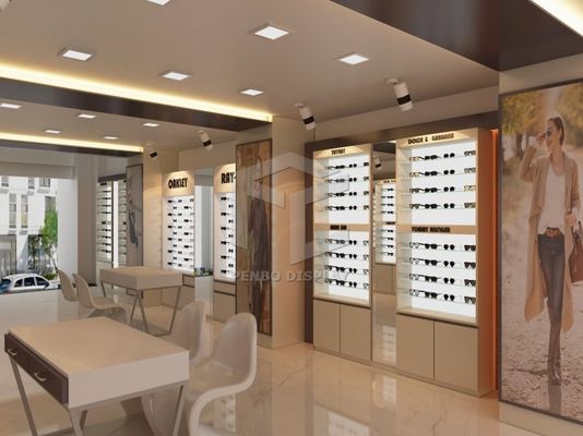5mm Melamine Board Eye Glass Display Cabinet ODM Medium Density Fibreboard