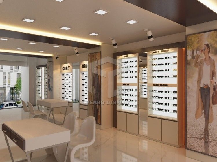 5mm Melamine Board Eye Glass Display Cabinet ODM Medium Density Fibreboard