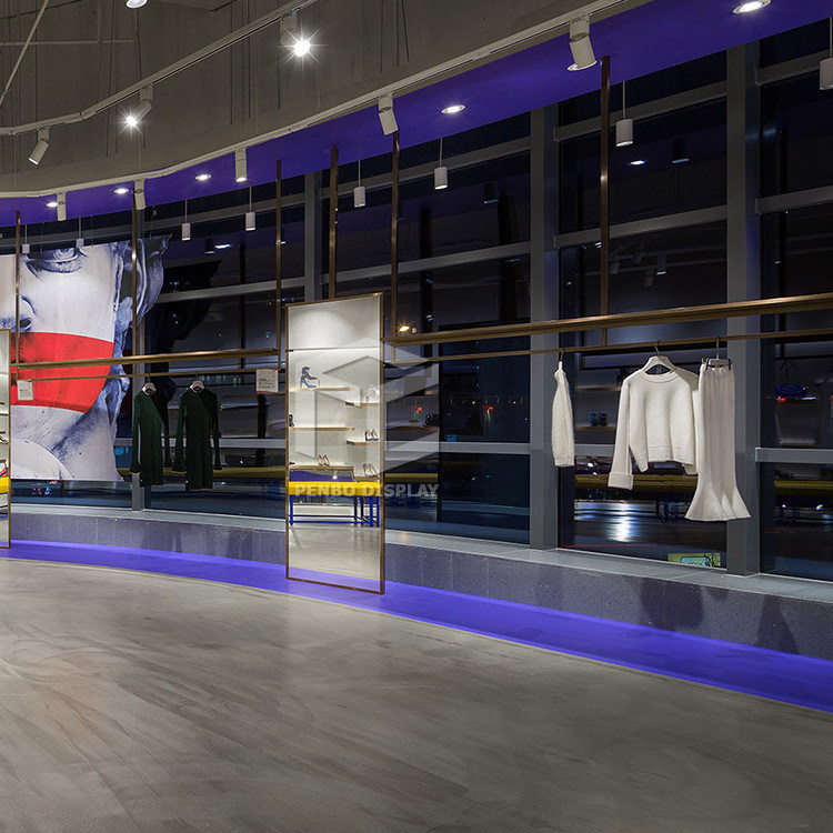 1100*550 Tempered Glass Clothing Store Counter Display With 6500K Light OEM